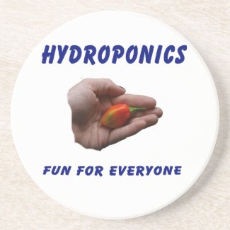 Hydroponics Fun Habanero Pepper in Hand Design coaster