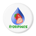 Hydroponics, strawberries, green text, blue drop magnets Hydroponics, strawberries, green text, blue drop magnets