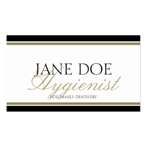 Hygienist Gold Script Business Card Template (front side)