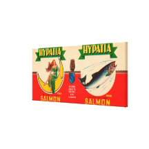 Hypatia Brand Salmon Label- Seattle, WA Stretched Canvas Prints