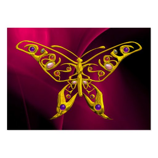 HYPER BUTTERFLY- antique  red pink  black yellow Business Card Templates (back side)