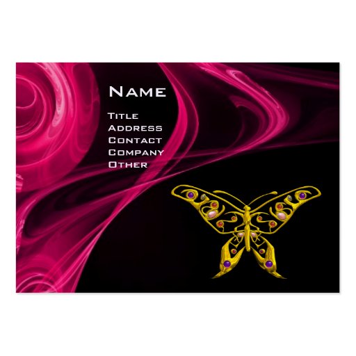HYPER BUTTERFLY- antique  red pink  black yellow Business Card Templates (front side)