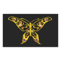HYPER BUTTERFLY, black Rectangle Sticker