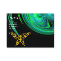 HYPER BUTTERFLY- bright blue green black yellow Business Card Template