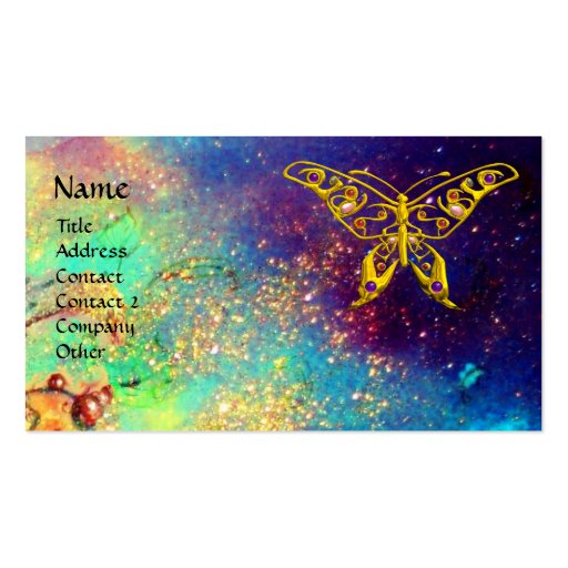 HYPER BUTTERFLY IN GOLD SPARKLES BUSINESS CARD (front side)