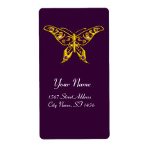 HYPER BUTTERFLY  Purple Violet Personalized Shipping Label