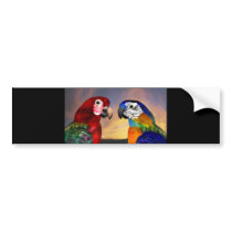 HYPER PARROTS /RED AND BLUE ARA BUMPER STICKER