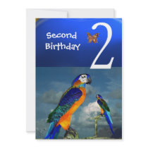 HYPER PARROTS / Second Birthday Party Custom Invites