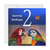 HYPER PARROTS / Second Birthday Party Custom Announcement
