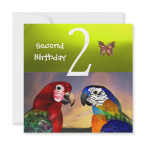 HYPER PARROTS / Second Birthday Party, Yellow Custom Invitation