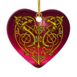 HYPER VALENTINE HEART Red Ruby and Blue Sapphire Christmas Ornament