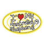 Hypno Yellow I Love my Australian Shepherd Stickers