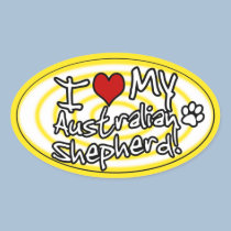 Hypno Yellow I Love my Australian Shepherd stickers