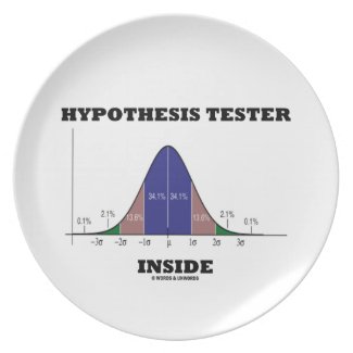 Hypothesis Tester Inside (Bell Curve Humor) Plate