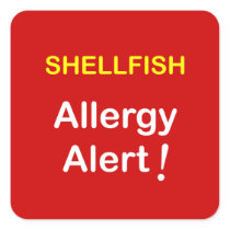 i1 - Allergy Alert - SHELLFISH. Square Sticker