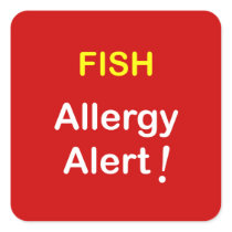 i7 - Allergy Alert - FISH. Square Stickers