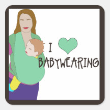 I <3 Babywearing Square Stickers - Style C