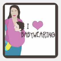 I <3 Babywearing Square Stickers - Style E