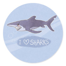 I <3 Sharks: Blue Shark Stickers