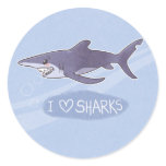 I <3 Sharks: Blue Shark Stickers