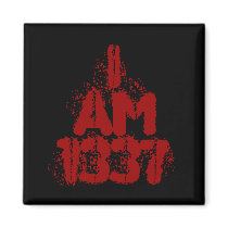 I Am 1337. Deep Red Text. Leet Gamer. Magnets