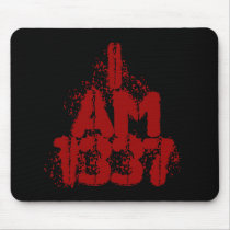 I Am 1337. Deep Red Text. Leet Gamer. Mousepad