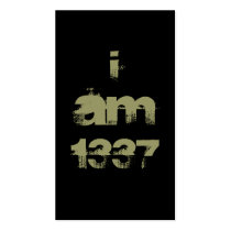 I Am 1337. Leet Gamer. Khaki Green Text. Custom Business Card Templates