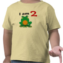I am 2 years old today (cartoon green frog) tee shirt