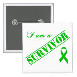 I am a Survivor - Green Ribbon Pinback Buttons