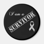 I am a Survivor - Grey Ribbon Refrigerator Magnet