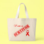 I am a Survivor - Red Ribbon Canvas Bags