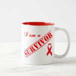 I am a Survivor - Red Ribbon Coffee Mugs