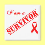 I am a Survivor - Red Ribbon Fridge Magnets