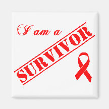 I am a Survivor - Red Ribbon Fridge Magnets