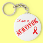 I am a Survivor - Red Ribbon Keychain