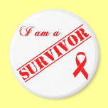 I am a Survivor - Red Ribbon Magnet
