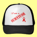 I am a Survivor - Red Ribbon Mesh Hat