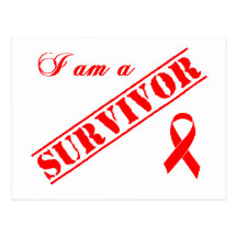 I am a Survivor - Red Ribbon Postcard