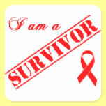 I am a Survivor - Red Ribbon Stickers