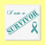 I am a Survivor - Teal Ribbon Fridge Magnets