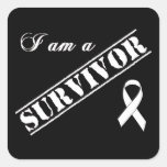 I am a Survivor - White Ribbon Stickers