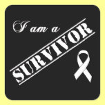 I am a Survivor - White Ribbon Stickers