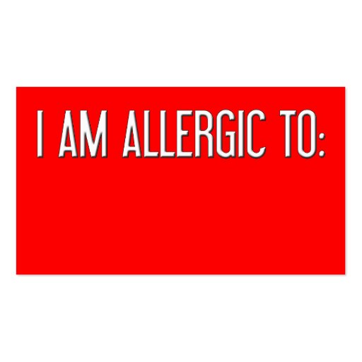 "I AM ALLERGIC TO" BUSINESS CARD Zazzle