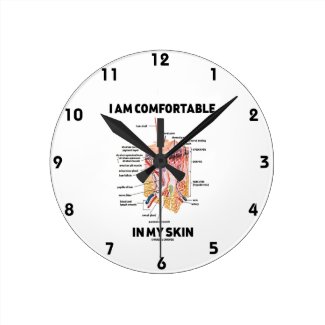 I Am Comfortable In My Skin (Dermal Layers) Round Clocks