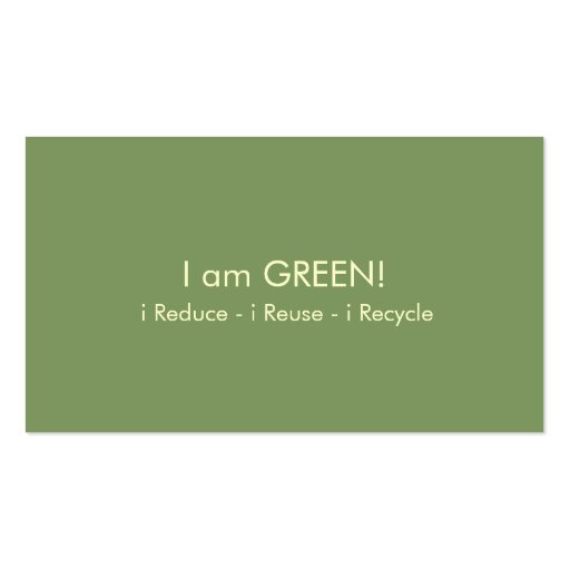 I Am Green Bird Custom Business Card (back side)