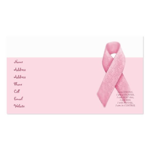 I AM, I CAN, I WILL - Pink Ribbon Profile Card Business Cards