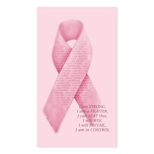 I AM, I CAN, I WILL - Pink Ribbon Profile Card Business Cards (back side)