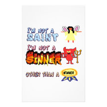 I am not a saint or sinner personalised stationery