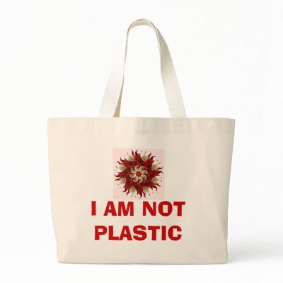 I AM NOT PLASTIC CANVAS BAG by Subliminalimagery