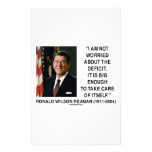 I Am Not Worried About The Deficit (Reagan) Quote Stationery Paper